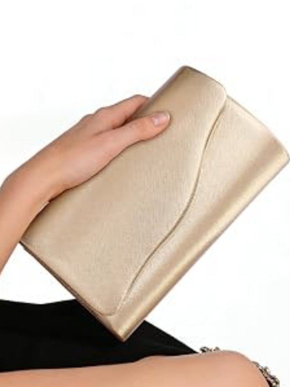 Women's Rose Gold Faux Suede Clutch Purse Evening Bag Prom Detachable Chain